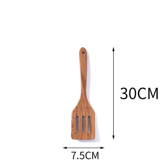 JEYGO wooden cooking spatula made from solid wood, designed for everyday kitchen cooking and food turning.