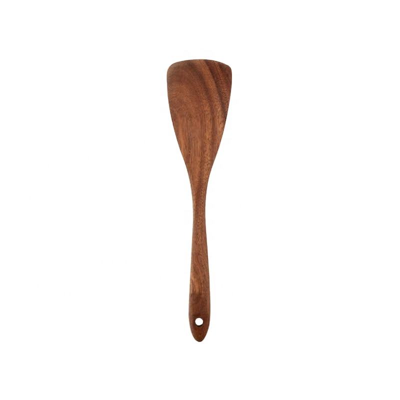 JEYGO wooden spatula made from solid wood, designed for safe use with nonstick cookware and everyday cooking.