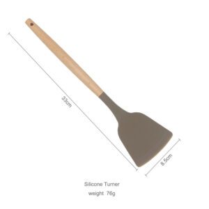 JEYGO silicone kitchen spatula with wooden handle, designed for non-stick cookware and modern kitchens.