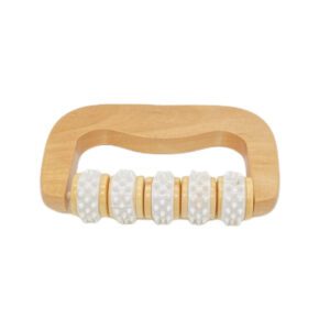 JEYGO wooden trigger point massager with rolling nodes for targeted muscle relaxation.