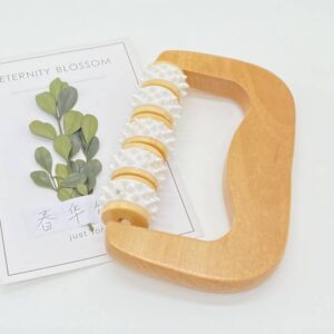 JEYGO wooden trigger point massager with rolling nodes for targeted muscle relaxation.