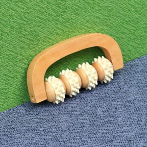 JEYGO wooden trigger point massager with rolling nodes for targeted muscle relaxation.