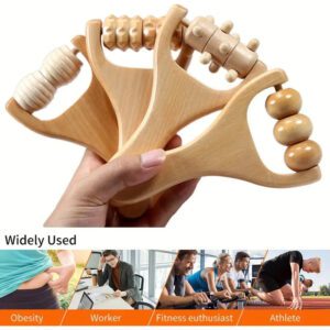 JEYGO wooden roller massage tool designed for targeted muscle pressure and relaxation.