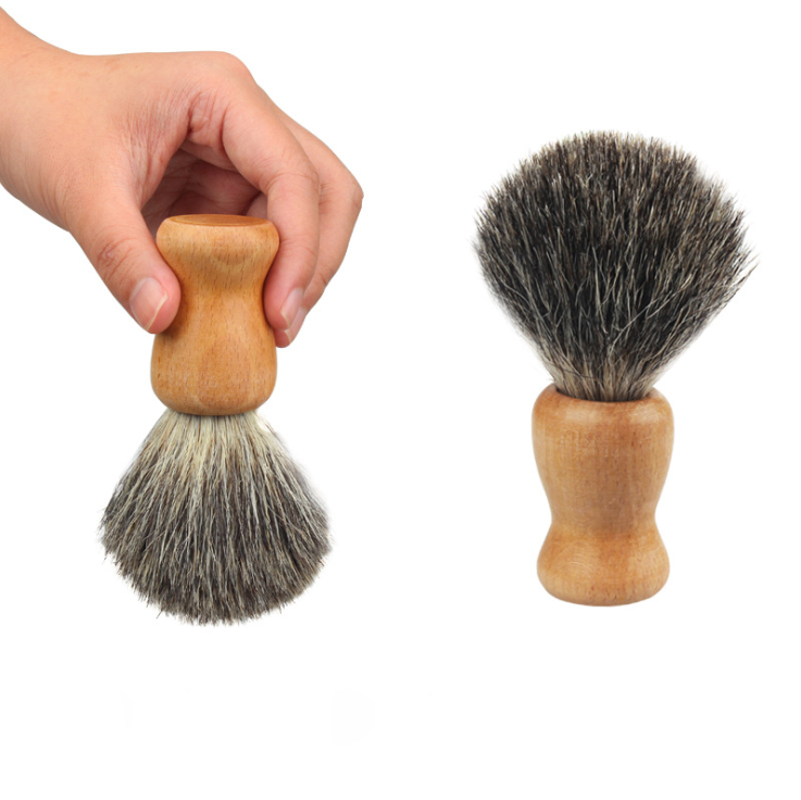 JEYGO boar bristle beard brush with wooden handle, suitable as a shaving soap brush for traditional wet shaving routines.
