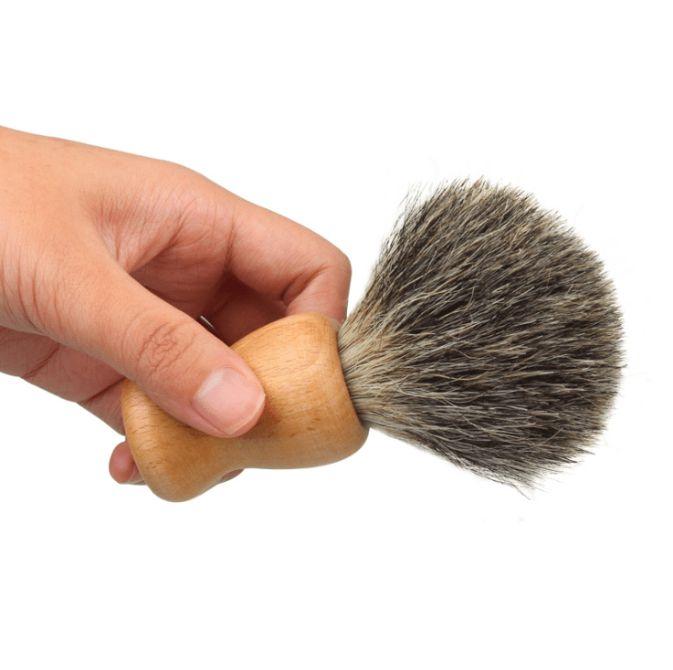 JEYGO boar bristle beard brush with wooden handle, suitable as a shaving soap brush for traditional wet shaving routines.