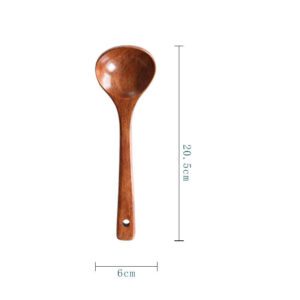JEYGO wooden soup spoon made from solid natural wood, suitable for everyday cooking and dining use.