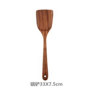 JEYGO wooden spatula made of solid wood, designed for safe cooking, stirring, and gentle scraping of vegetables.