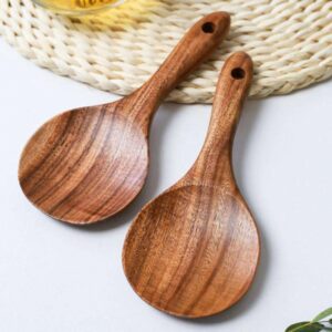 JEYGO wooden rice spoon made from solid wood, designed for daily cooking and serving.