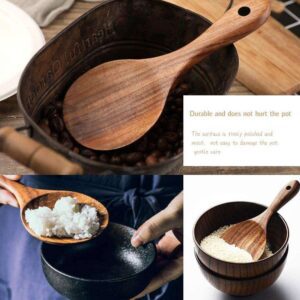 JEYGO wooden rice spoon made from solid wood, designed for daily cooking and serving.