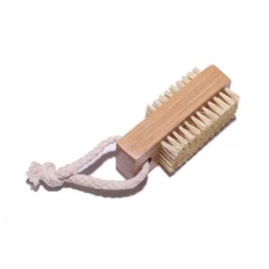 Bamboo nail brush with natural boar bristles, perfect for effective nail cleaning.