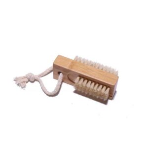 Bamboo nail brush with natural boar bristles, perfect for effective nail cleaning.