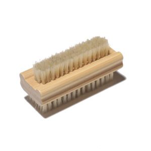 Bamboo nail brush with natural boar bristles, perfect for effective nail cleaning.
