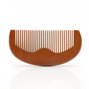 JEYGO wooden beard comb with smooth rounded teeth, suitable for beard grooming, shaving preparation, and hair styling.