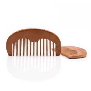 JEYGO wooden beard comb with smooth rounded teeth, suitable for beard grooming, shaving preparation, and hair styling.
