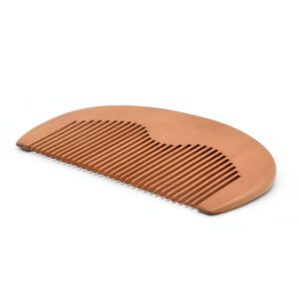 JEYGO wooden beard comb with smooth rounded teeth, suitable for beard grooming, shaving preparation, and hair styling.