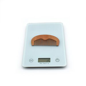 JEYGO wooden beard comb with smooth rounded teeth, suitable for beard grooming, shaving preparation, and hair styling.