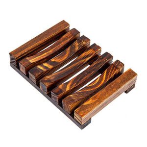 JEYGO wooden bamboo soap dish with slatted structure, designed for effective drainage and natural bathroom styling.