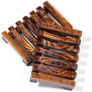 JEYGO wooden bamboo soap dish with slatted structure, designed for effective drainage and natural bathroom styling.