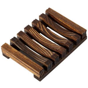 JEYGO wooden bamboo soap dish with slatted structure, designed for effective drainage and natural bathroom styling.