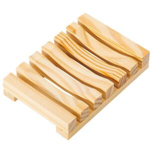 JEYGO wooden bamboo soap dish with slatted structure, designed for effective drainage and natural bathroom styling.