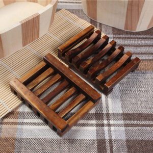 JEYGO wooden bamboo soap dish with slatted structure, designed for effective drainage and natural bathroom styling.