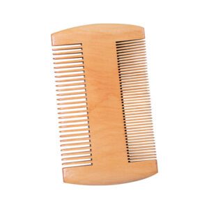 Dual-sided wooden hair comb with wide and fine teeth, compact pocket beard comb for grooming and styling.
