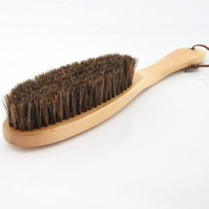 JEYGO long handle wooden clothes brush made with natural horse hair bristles for effective garment cleaning.