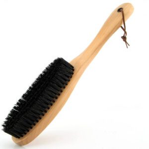 JEYGO long handle wooden clothes brush made with natural horse hair bristles for effective garment cleaning.