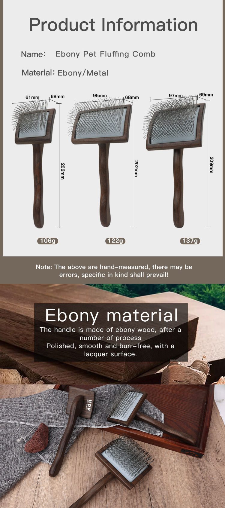 Wooden handle dog grooming brush with stainless steel pins, designed for effective pet hair removal and coat maintenance