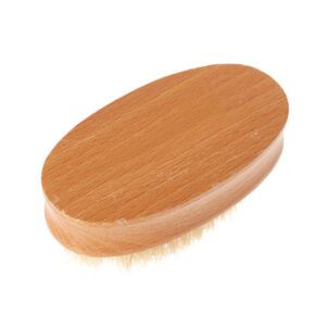 Beech wood nail cleaning brush with boar bristles for dust removal and nail care.