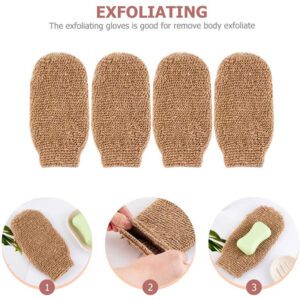 Jute spa gift set including bath gloves and exfoliating pads, suitable for baby bath supplies and gentle daily cleansing.