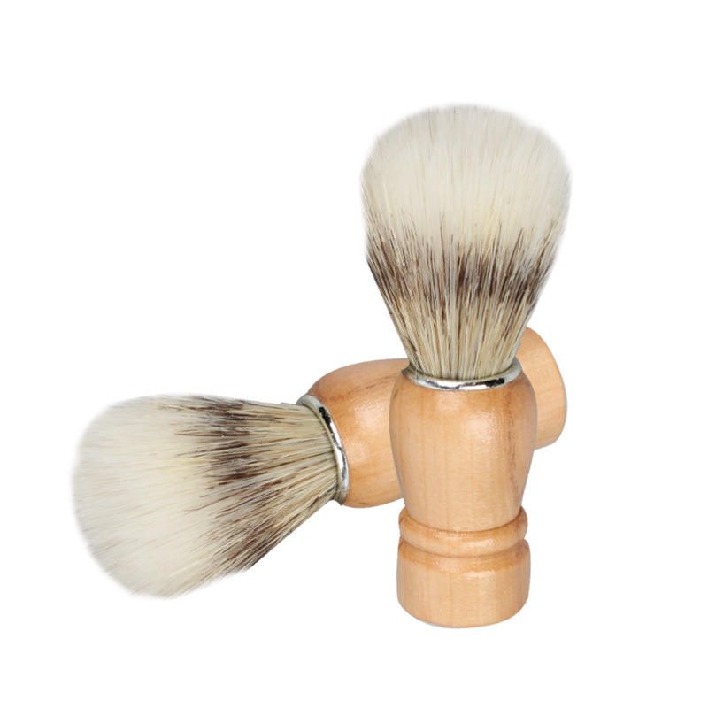 JEYGO wooden shaving brush with soft bristles, designed for smooth facial shaving and rich foam creation.