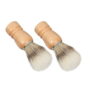 JEYGO wooden shaving brush with soft bristles, designed for smooth facial shaving and rich foam creation.