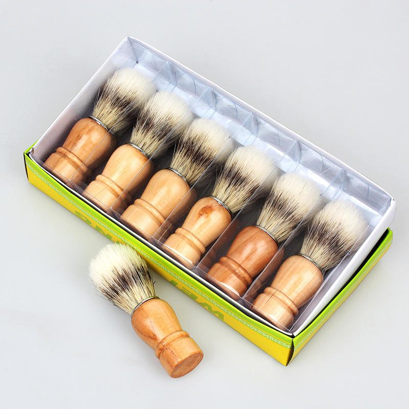 JEYGO wooden shaving brush with soft bristles, designed for smooth facial shaving and rich foam creation.