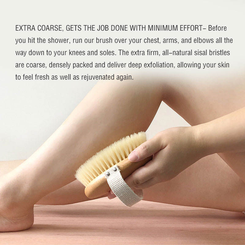 Jeygo boar bristle bathing body brush, designed for exfoliation and improving skin health.