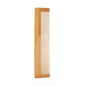Bamboo wide tooth comb with smooth rounded teeth, lightweight tooth comb for gentle detangling and daily grooming.