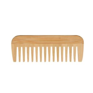 Bamboo wide tooth wooden comb with extra-wide spaced teeth, bamboo hair comb for curly and thick hair detangling.