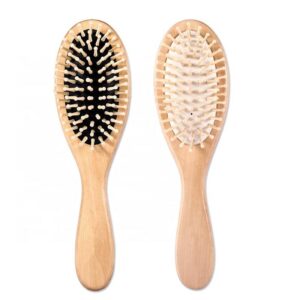 Wooden comb for hair with smooth wooden pins, designed as a lightweight wooden comb brush for gentle scalp care.