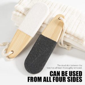 Wooden foot file with pumice stone surface for dead skin remover use and smooth foot care.