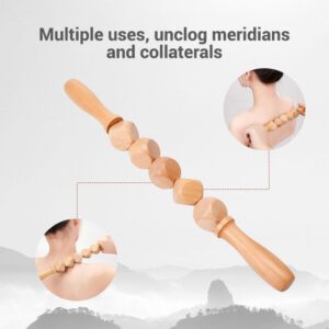 Wooden massager stick with multiple rotating rollers, designed for anti-cellulite massage and body therapy use.