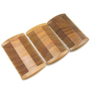 Wooden wide tooth comb with smooth sanded edges, dual-sided teeth for everyday detangling and grooming.