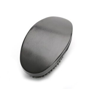 JEYGO wooden boar bristle brush designed for men’s shaving and daily beard grooming, featuring a smooth black wooden base.