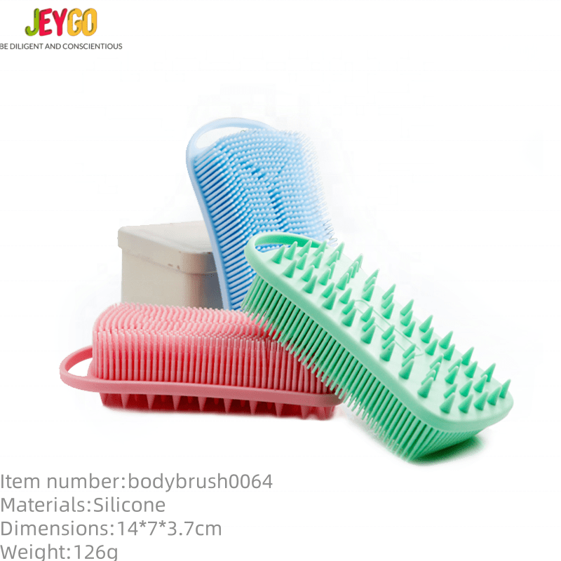 Soft bath brush made of silicone, designed as a massaging tool for dry skin and daily cleaning bath use.