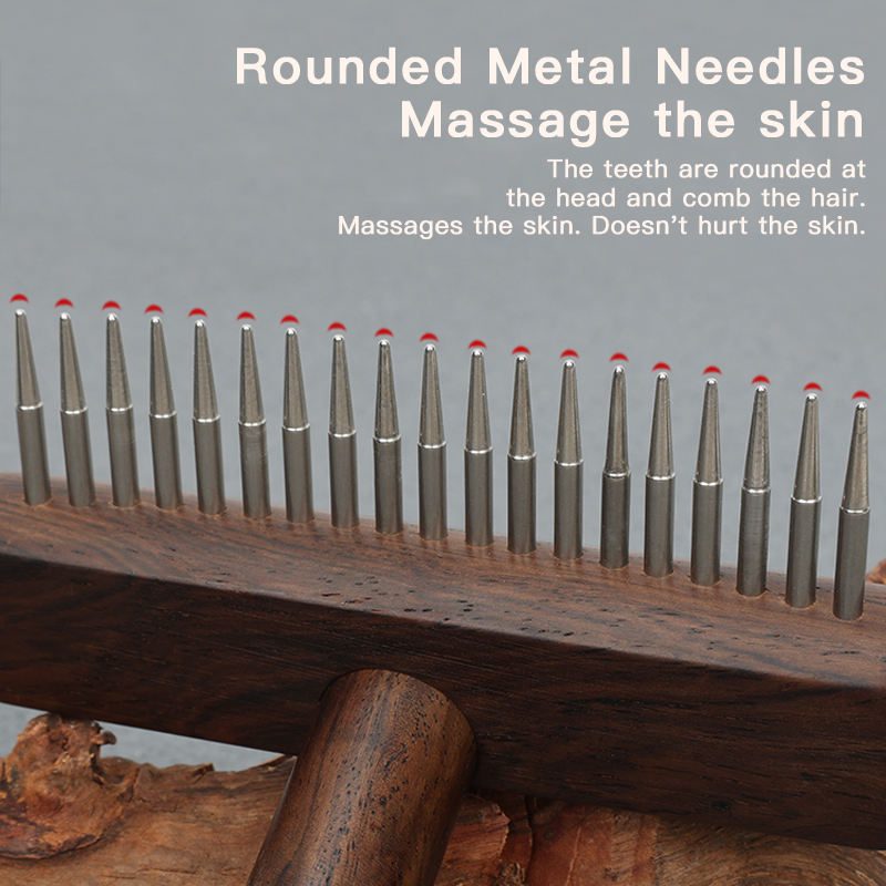 Ebony wood pet grooming brush with stainless steel pins for removing pet hair and grooming pets effectively.