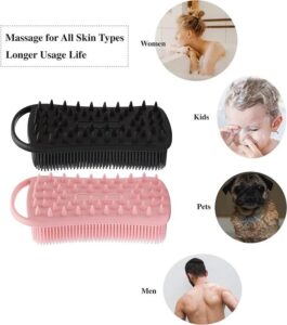 Soft bath brush made of silicone, designed as a massaging tool for dry skin and daily cleaning bath use.