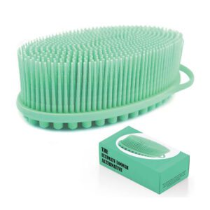 Silicone body scrubbers with flexible bristles, designed as an exfoliating body scrubber and silicone loofah shower sponge.