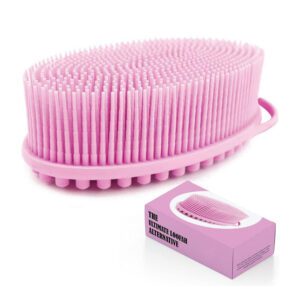 Silicone body scrubbers with flexible bristles, designed as an exfoliating body scrubber and silicone loofah shower sponge.