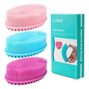 Silicone body scrubbers with flexible bristles, designed as an exfoliating body scrubber and silicone loofah shower sponge.