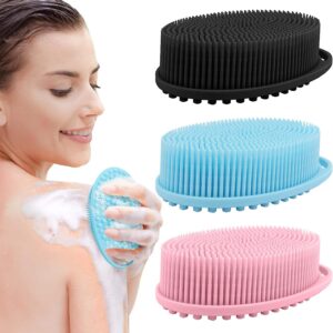 Silicone body scrubbers with flexible bristles, designed as an exfoliating body scrubber and silicone loofah shower sponge.