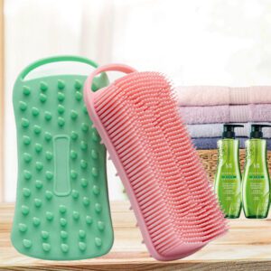 Soft bath brush made of silicone, designed as a massaging tool for dry skin and daily cleaning bath use.